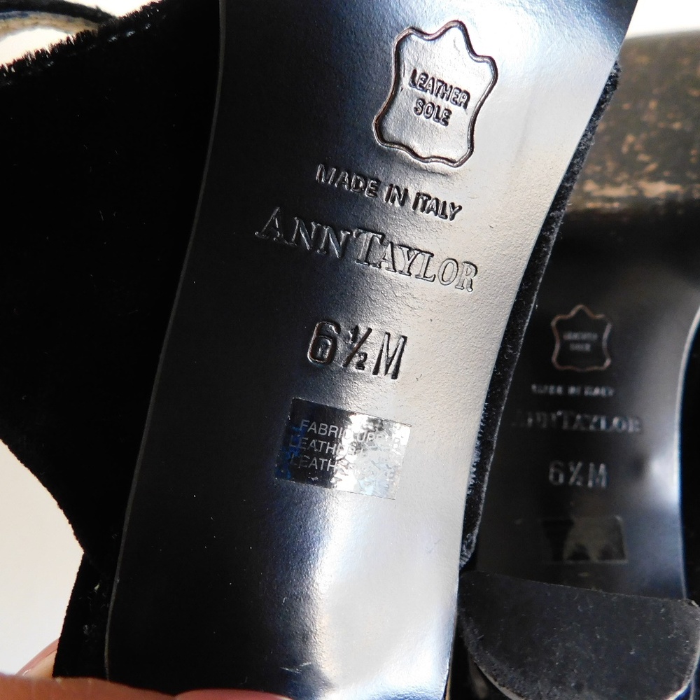 Ann Taylor Black Rose Velvet Heels - Picture 7 of 14
